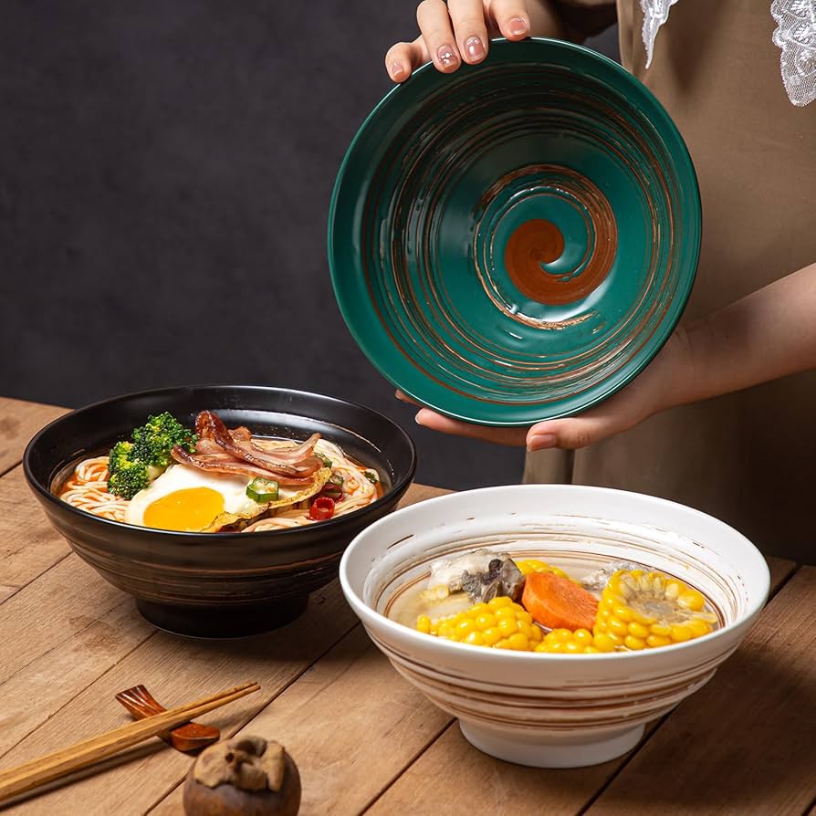 Amazon.com | YUN TAO Ceramic Ramen Bowls Set of 4, 35 oz